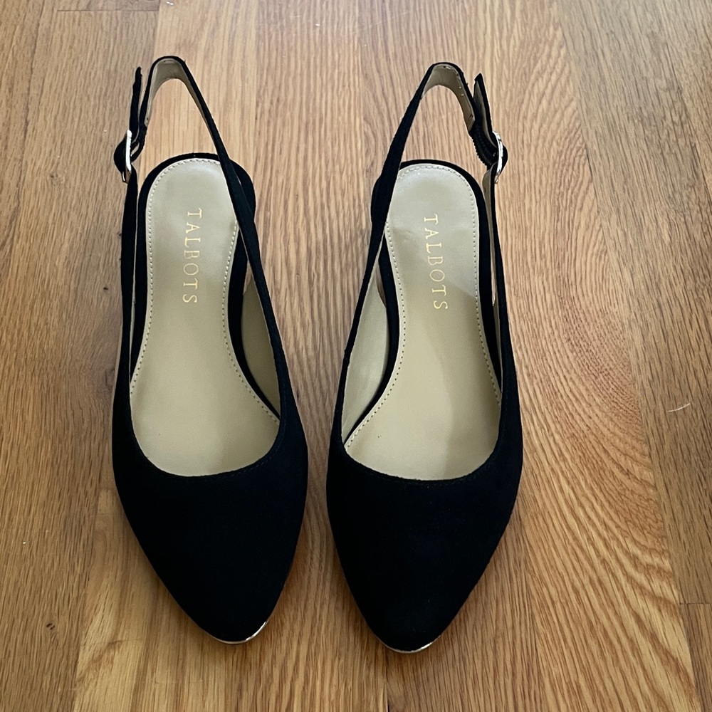 Talbots Black Slingback Heels